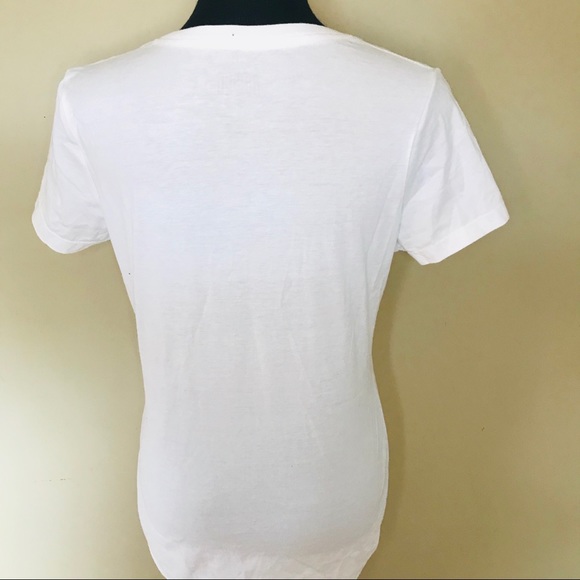 White VNeck Cats Meow Womens TShirt Size M - Picture 2 of 5